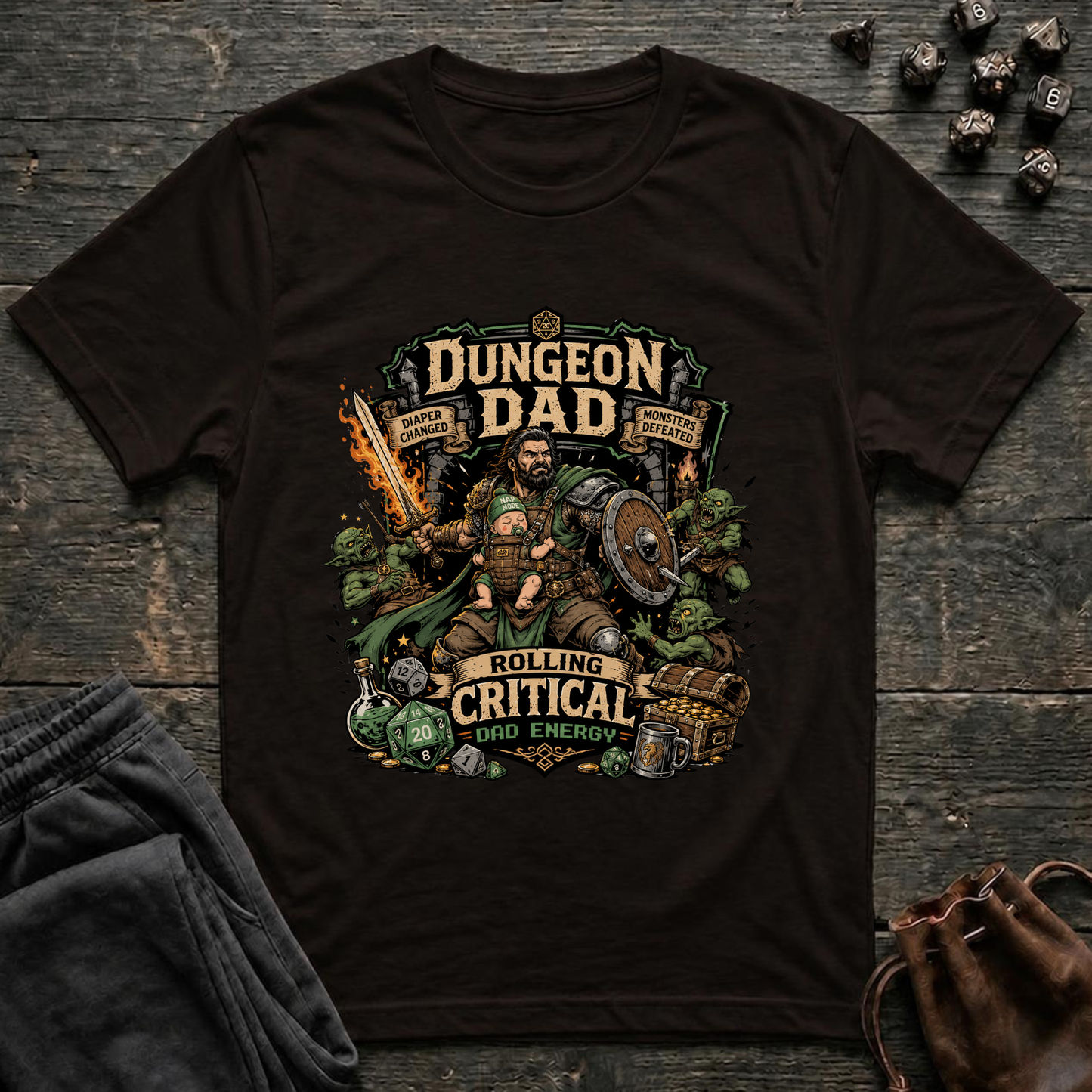 Dungeon Dad Rolling Critical Dad Energy (Unisex T-Shirt)
